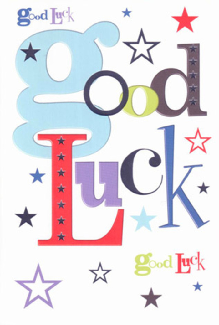Vibrant and full of anticipation, this luck-themed card bursts with the energy of celebration so often seen in Greenford's local gatherings. A tapestry of playful typography dances across a luminous white field, each shape distinct: pastel blue letters curve widely, inky blacks provide contrast, while lively reds and velvety violets add warmth and flair. Star motifs twinkle throughout-some sharp and radiant, others softly faded-conjuring memories of starlit evenings above Horsenden Hill. The composition feels like a chorus of encouragement, its spirited design echoing friends' laughter and applause at a local community event. Spacious white areas let each colour breathe, striking a harmonious balance between bold expression and heartfelt thoughtfulness. The smooth, reassuring texture of the card almost mimics the sensation of quality Greenford stationery or the gentle touch of fresh petals. It is more than a message-it's a vibrant charm, a keepsake crafted with the same hope and dedication as any bespoke bouquet sent from a family-owned shop on Ruislip Road, ready to accompany loved ones into the unknown.